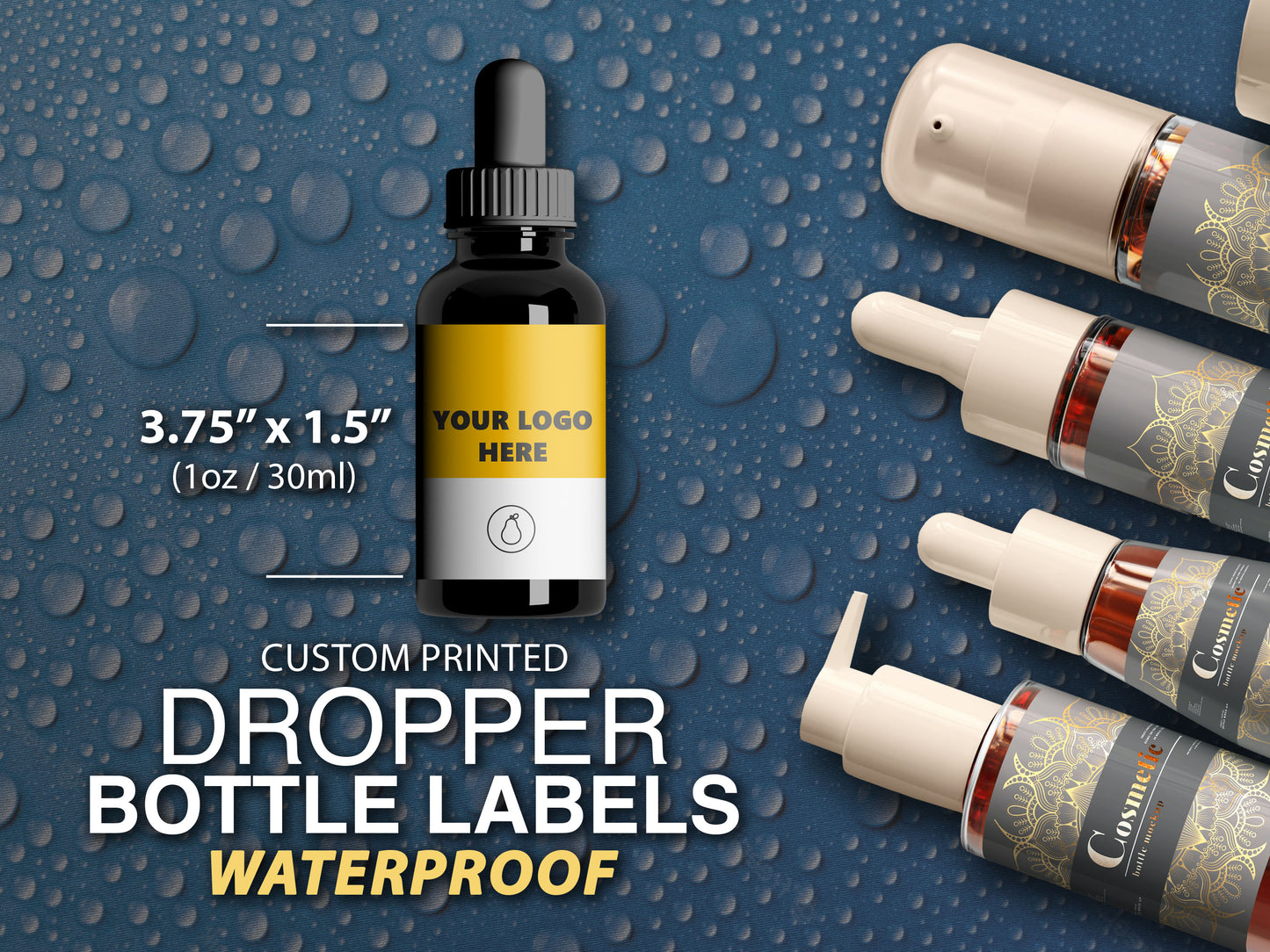 1oz custom dropper bottle labels (waterproof)