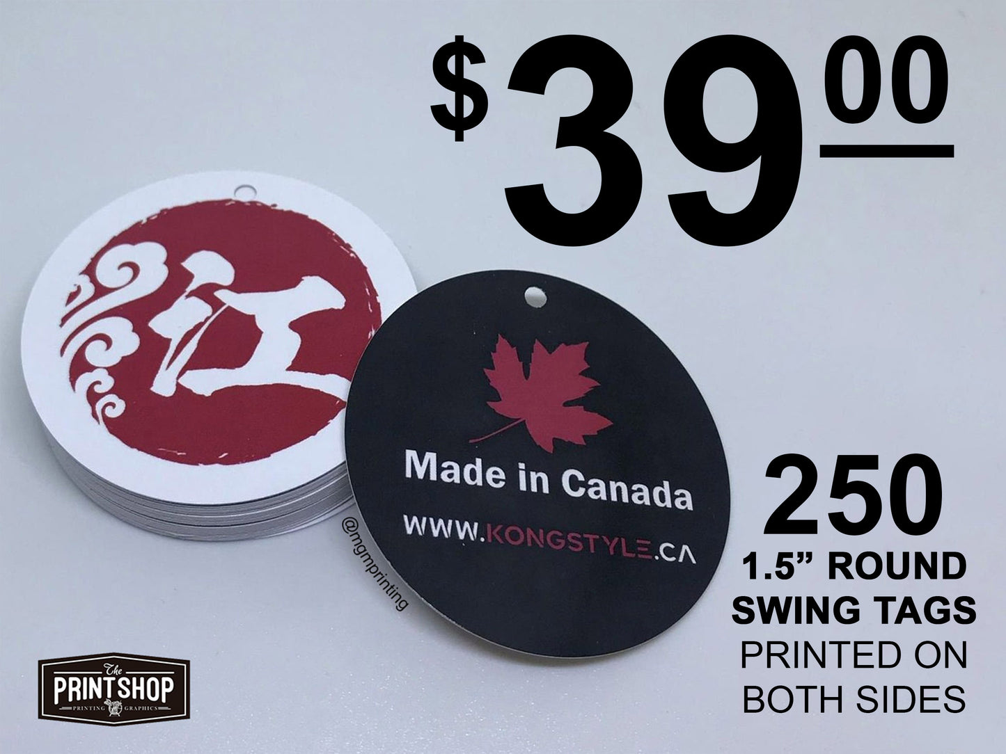 250 1.5" Custom Double Sided Round Hang Tags